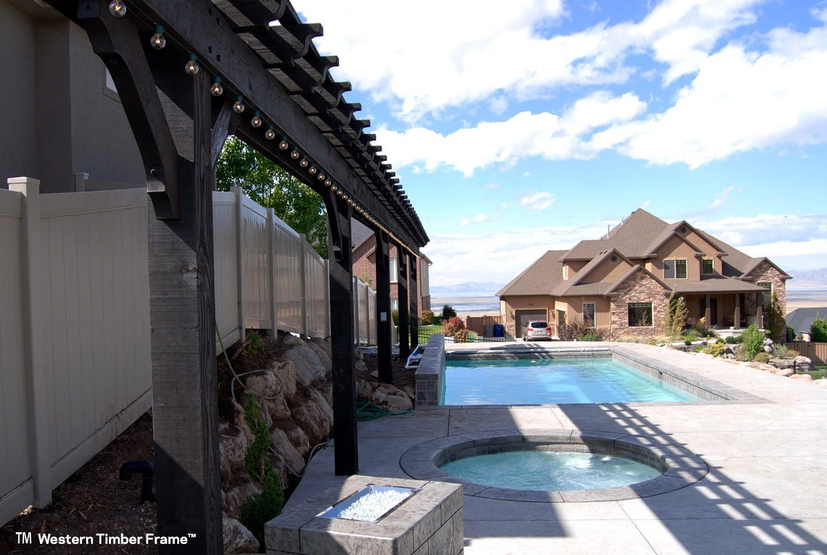 beutler-poolside-arbor-trellis trellis lighting swimming pool