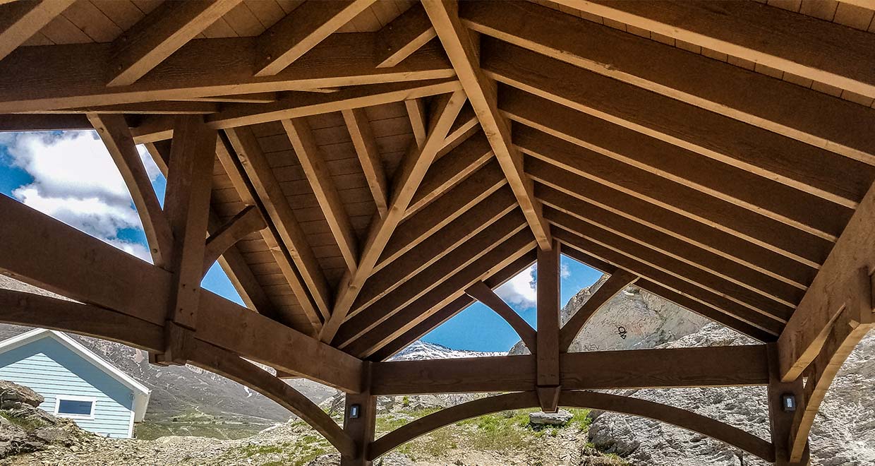 roof timber frame pavilion.