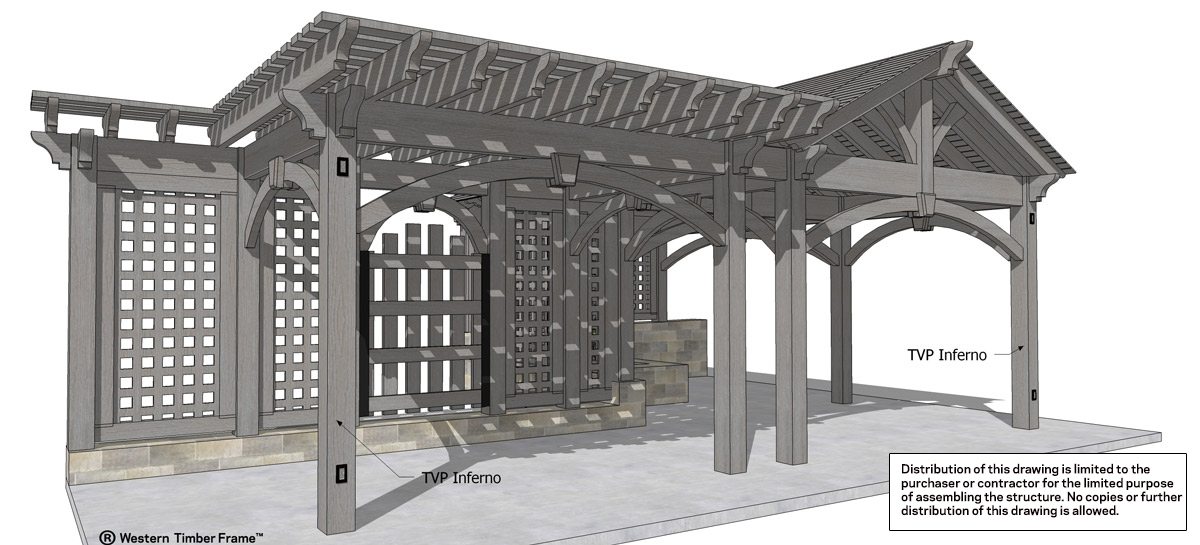 8000 Series ShadeScape® Pavilion & Pergola w/ Trellises & Fish Pond