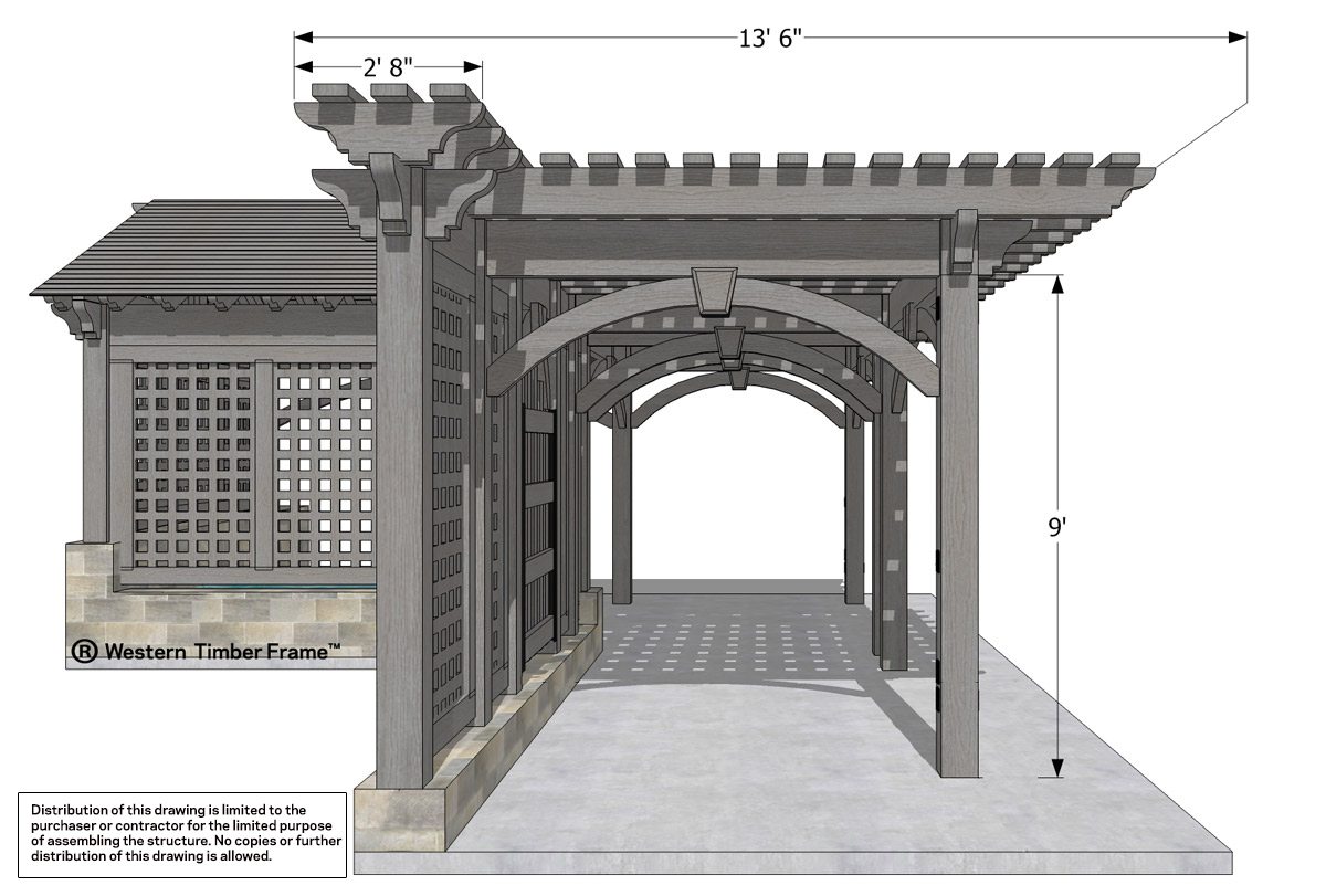 8000 Series ShadeScape® Pavilion & Pergola w/ Trellises & Fish Pond