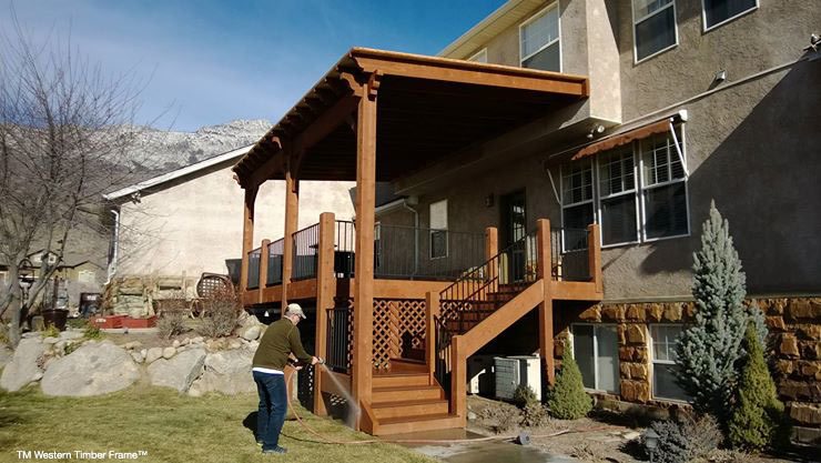 multi-level deck with pergola