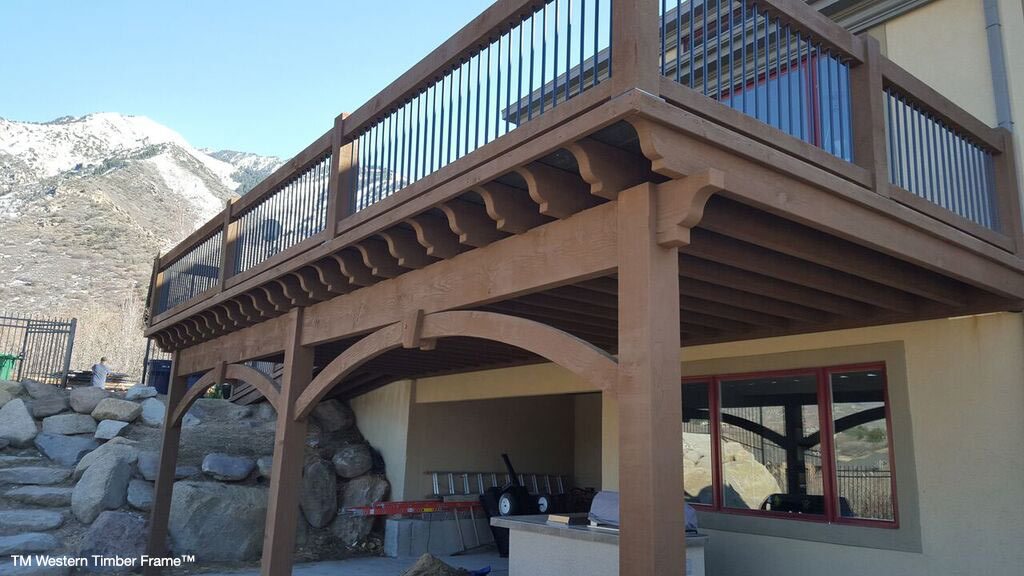 timber frame old world solid wood deck