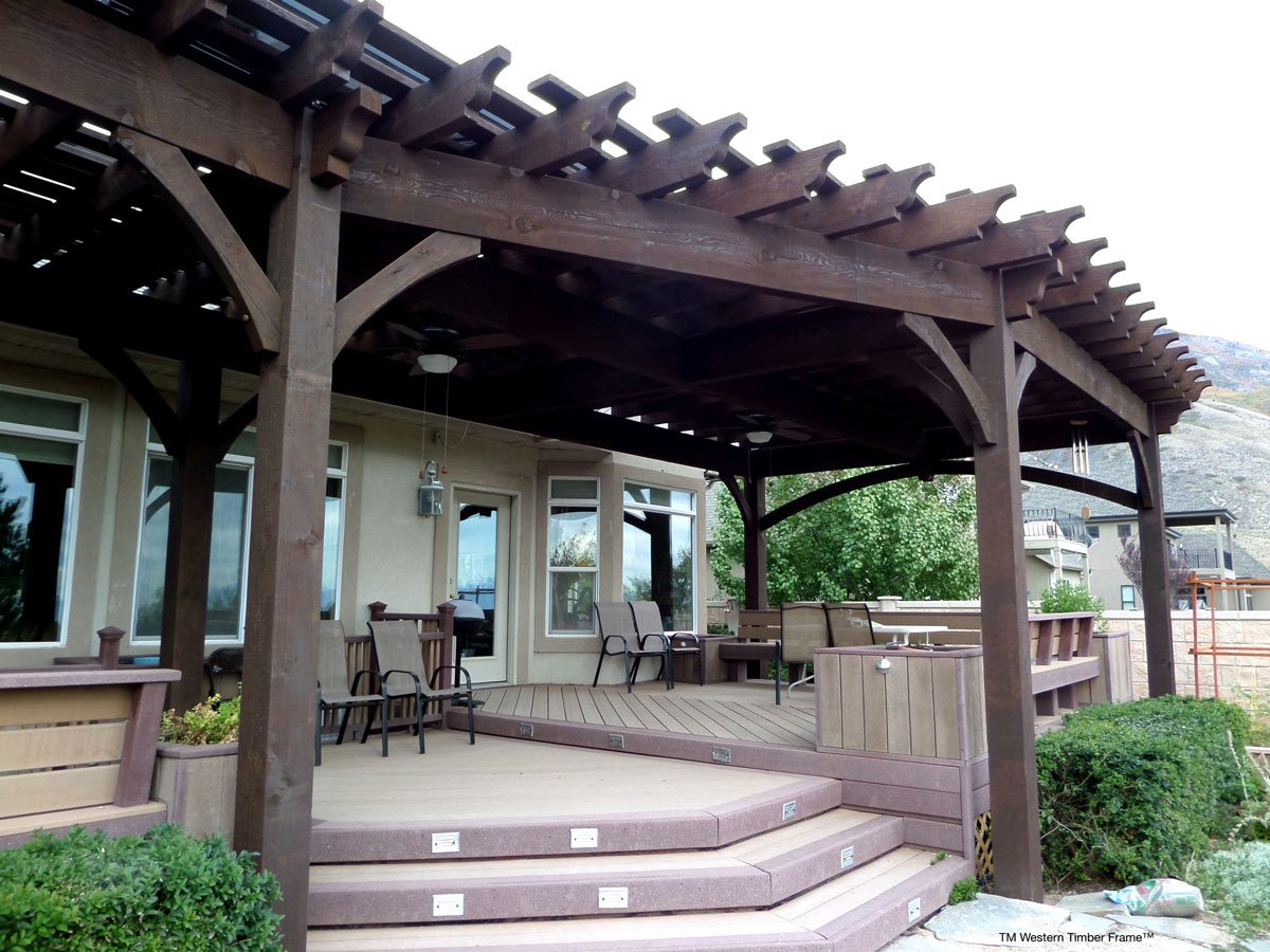 multi-level deck with pergola