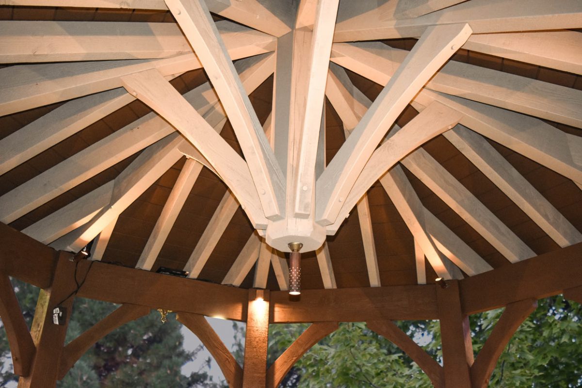 two stain gazebo roof