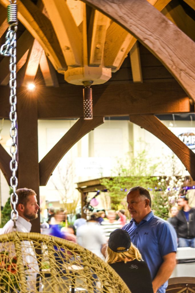 Timber frame gazebo with swing