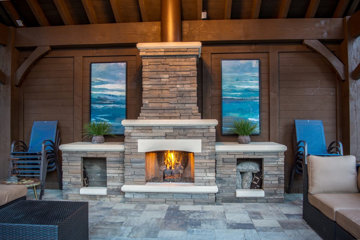 fireplace privacy wall pavilion