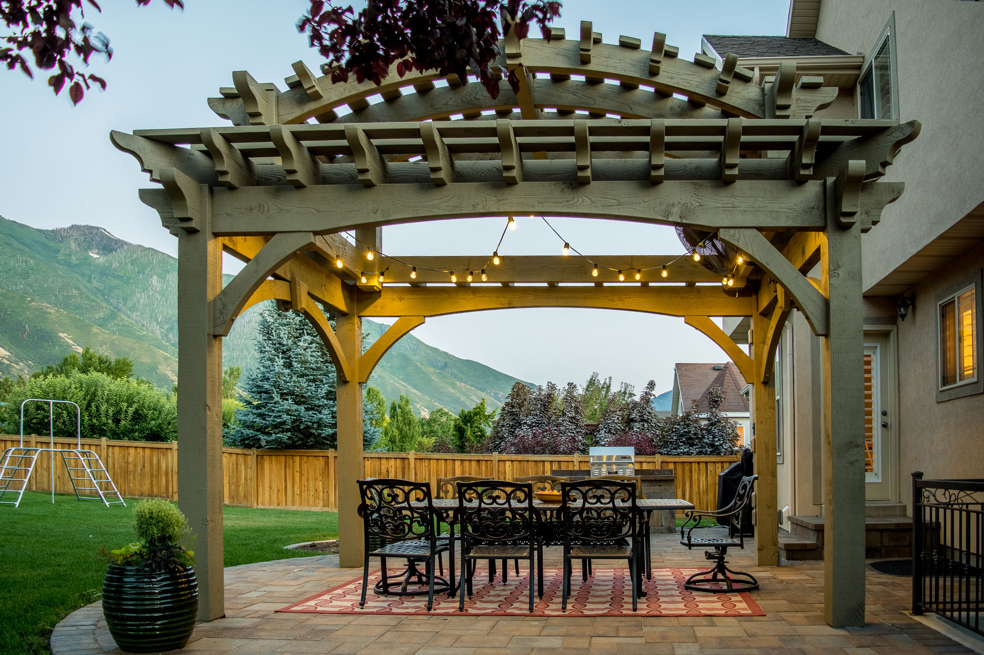 double tier pergola arched