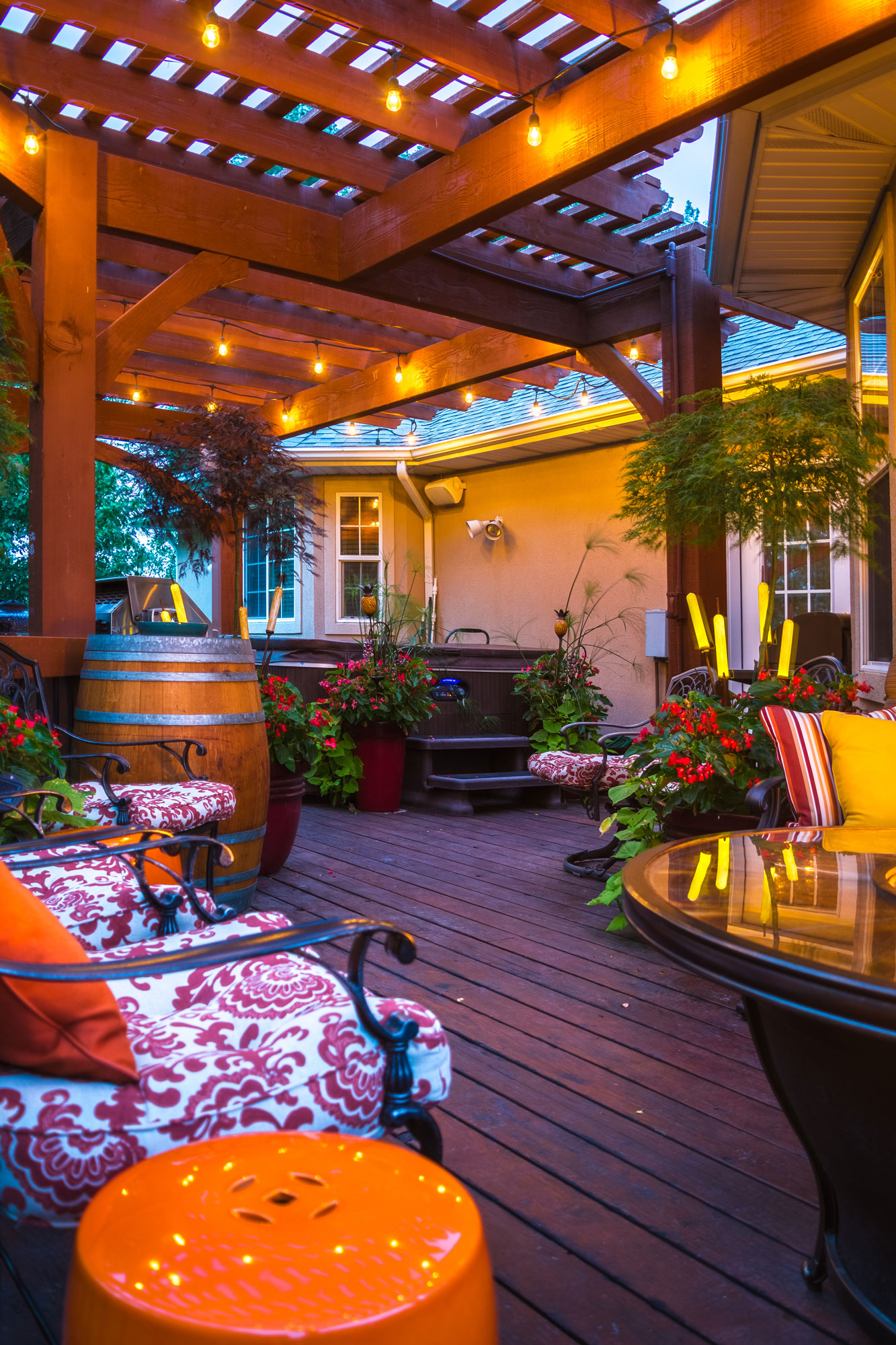 deck pergola hot tub