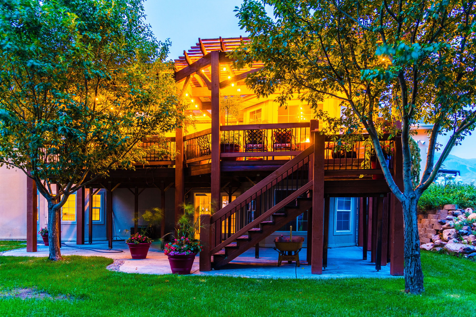 Timber frame deck w/pergola