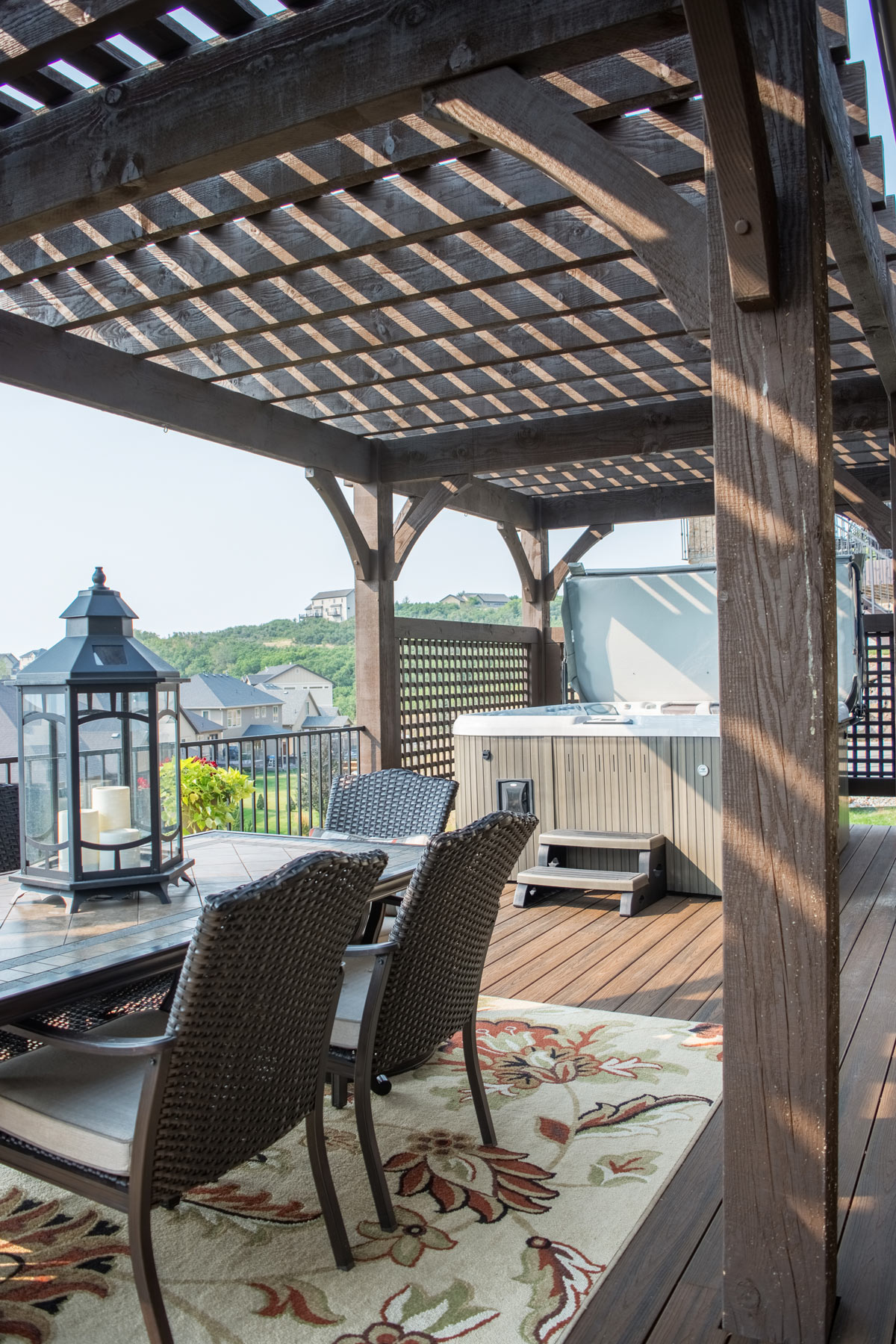 lattice walls hot tub deck