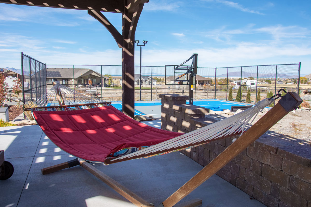 Proctor-pergola-shade-hammock tennis court hammock pergola
