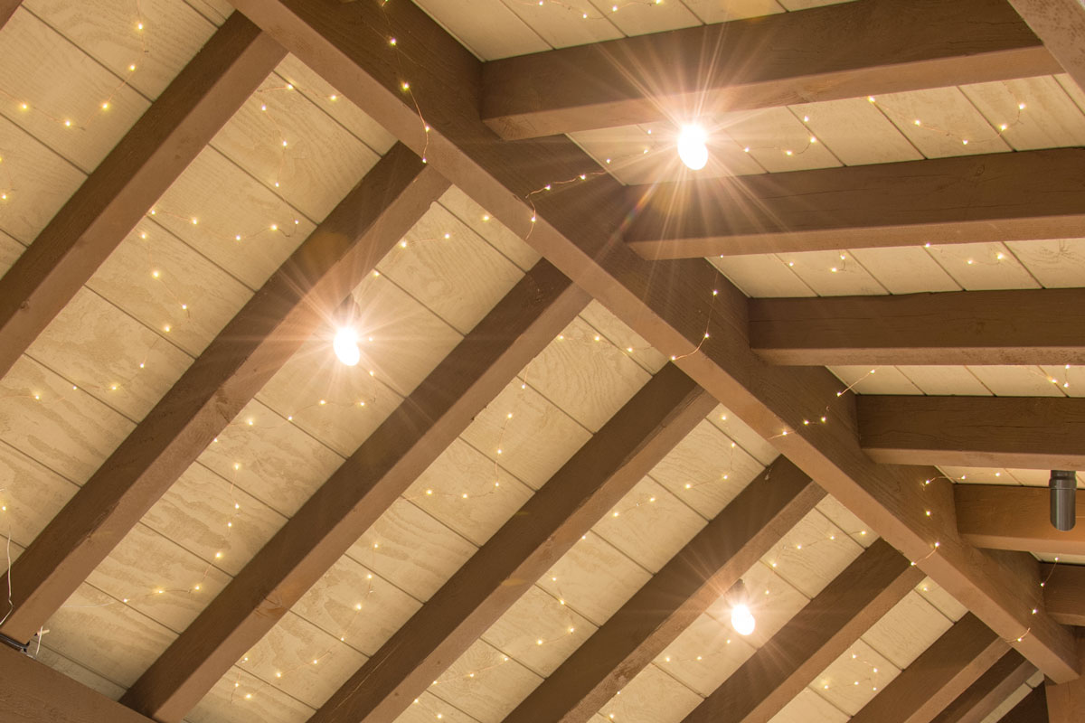 pavilion roof with outdoor lights