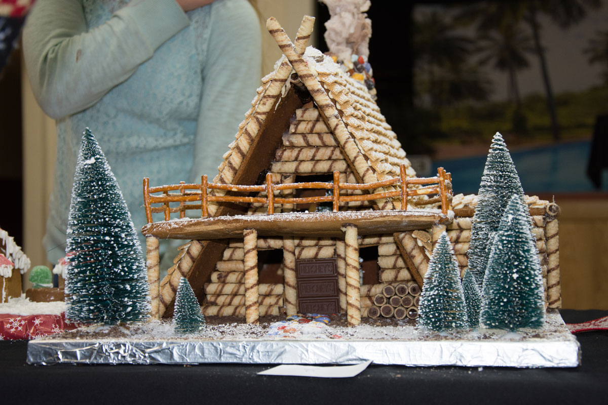 A frame gingerbread house pretzel porch