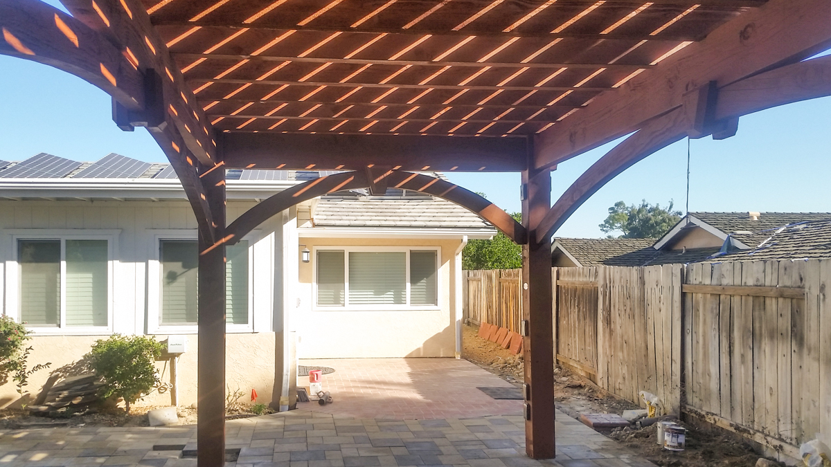 Beneath timber frame pergola kit