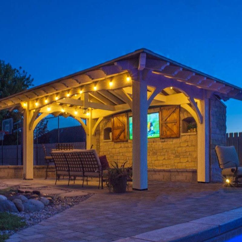 havertson-pavilion-tv Pavilion by pool with outdoor television