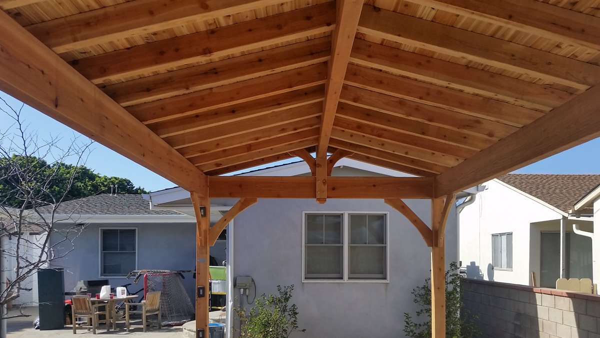 roof of solid wood cedar pavilion