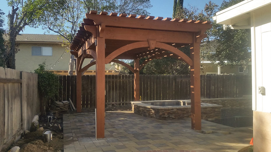 pergola over backyard pool area