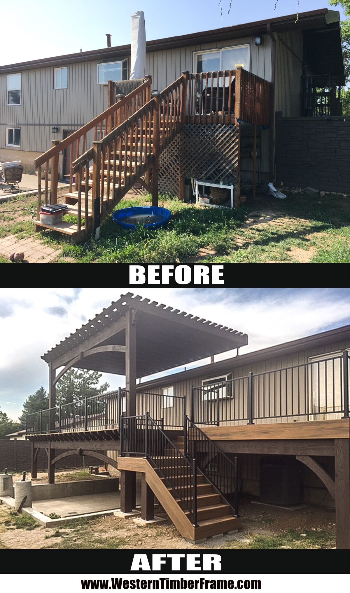 before and after pergola deck