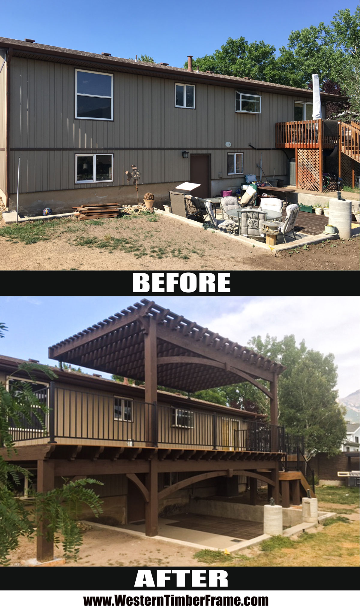 before after deck pergola install