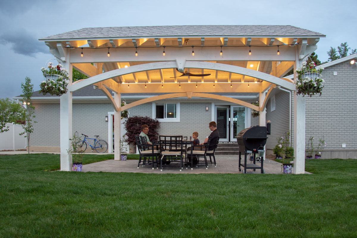 visiting beneath a pavilion