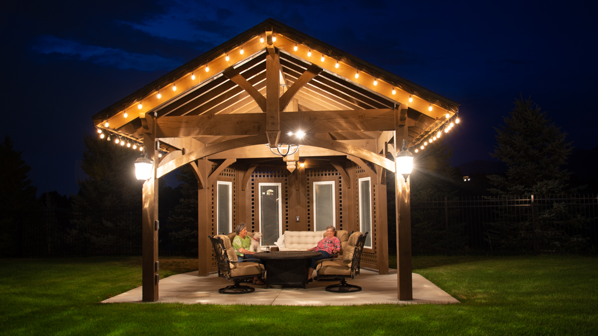 timber frame pavilion with windows