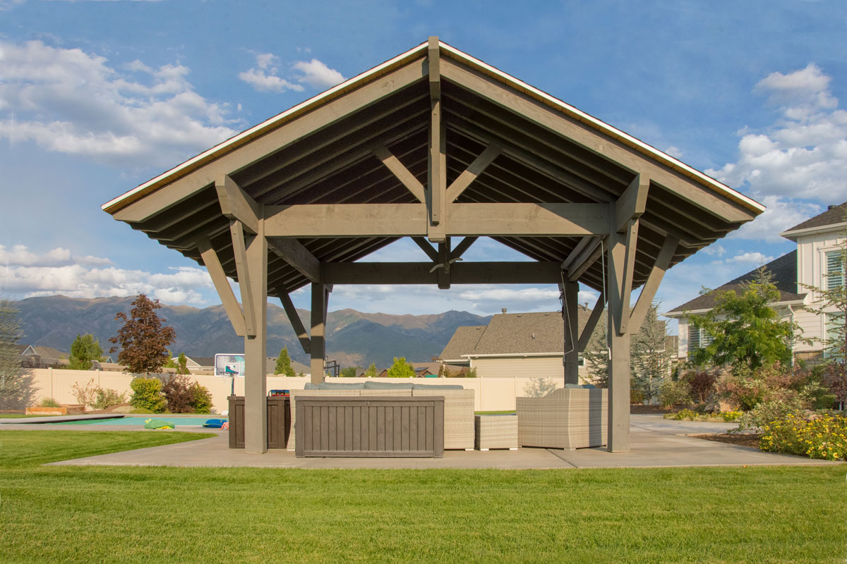 Contemporary style pavilion for poolside shade