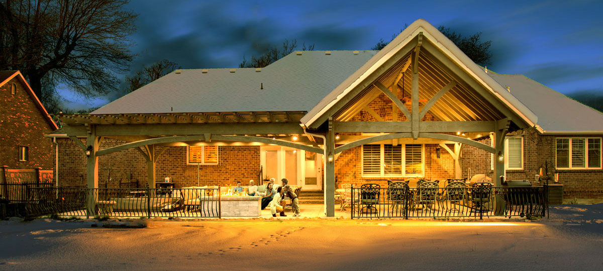 family snow outdoors pavilion