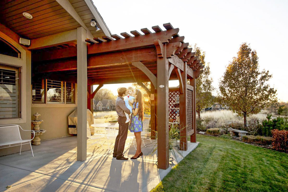 parents-baby-attached-pergola attached pergola