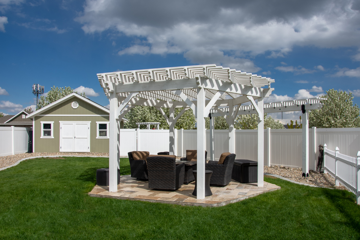 Timber frame hexagon pergola kit