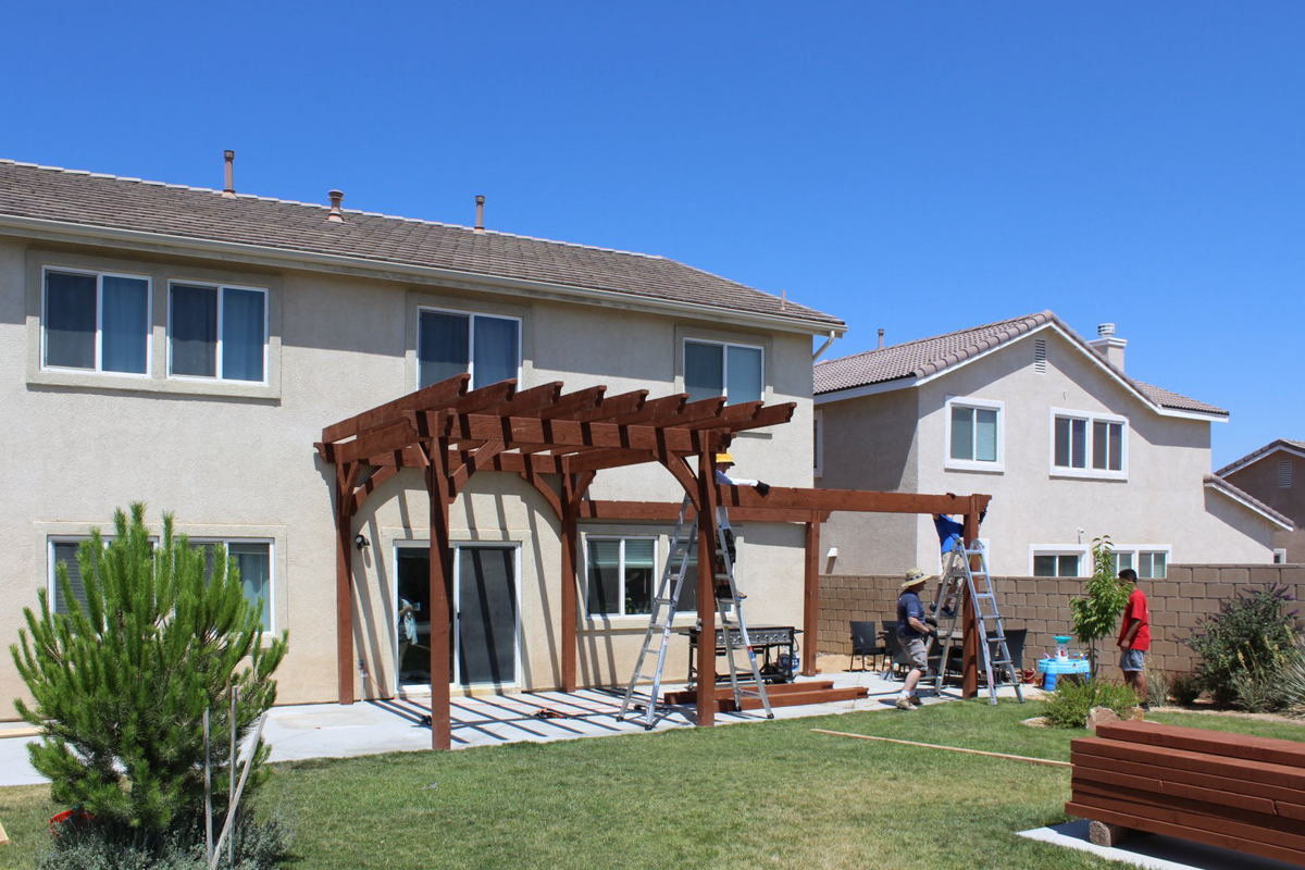 Tier step pergola installed