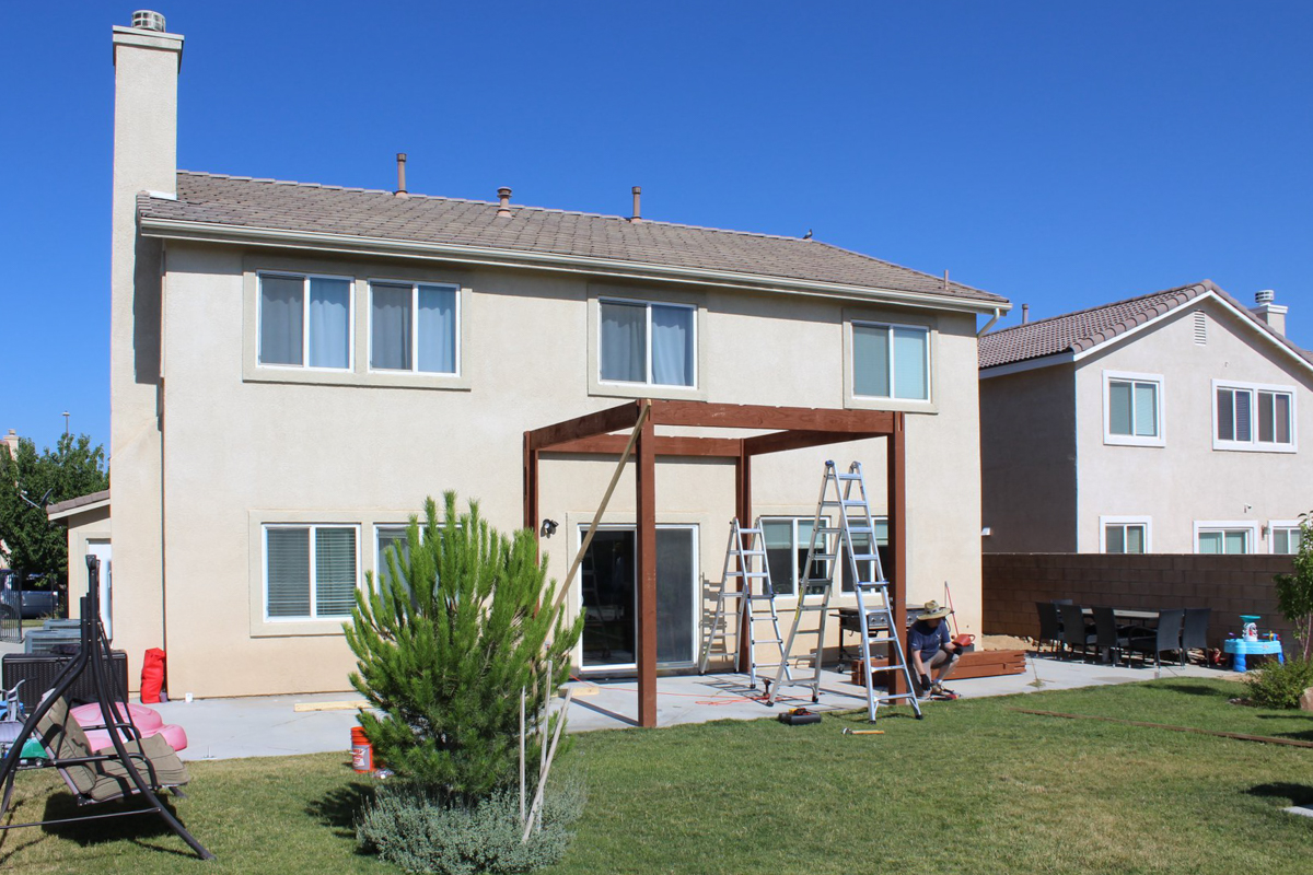 Tier step pergola installed