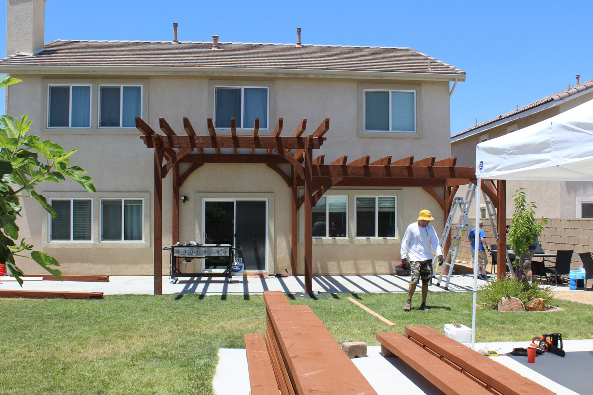 Tier step pergola installed