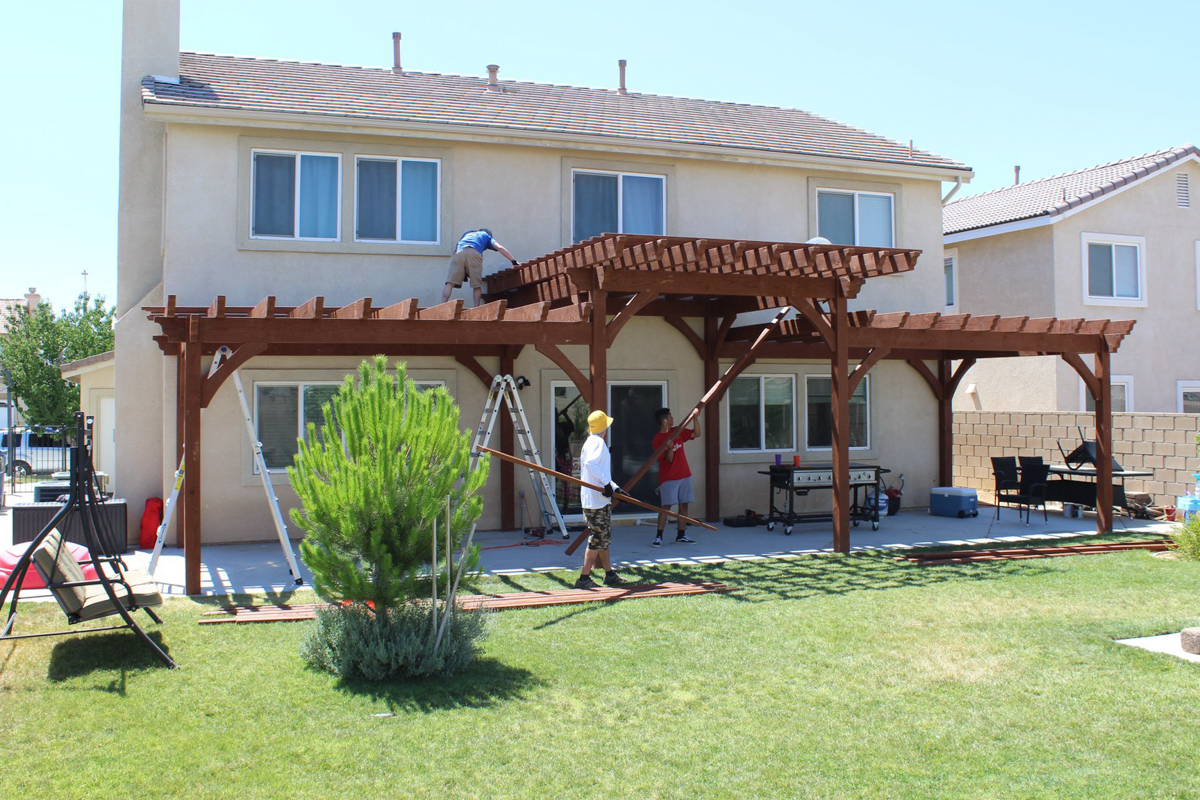 Tier step pergola installed