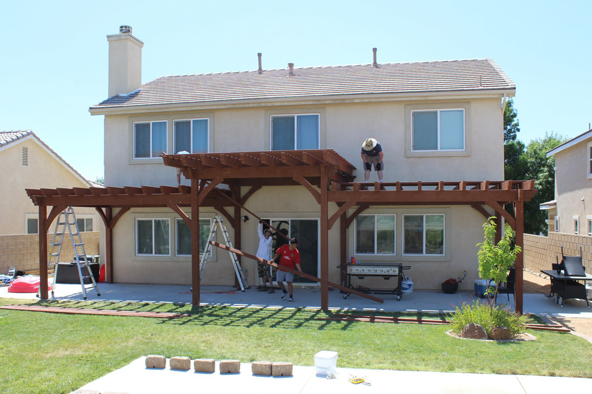 Tier step pergola installed