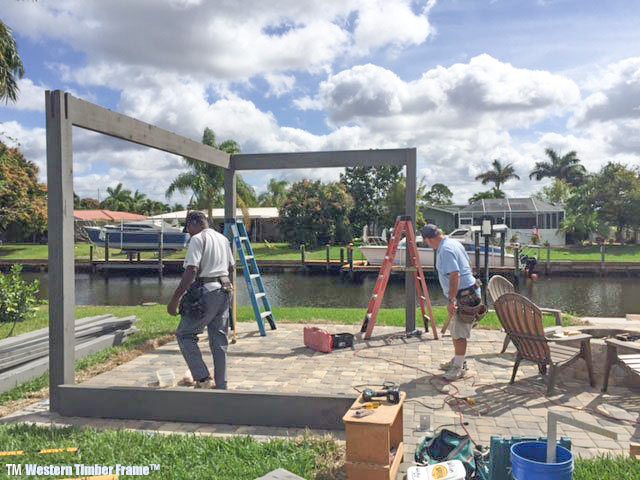 setting-pergola-diy-williams beam post in place