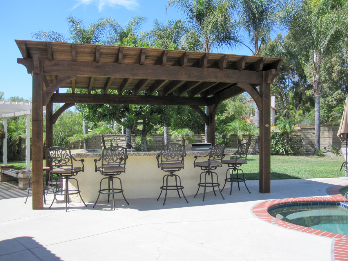 outdoor pergola over kitchen