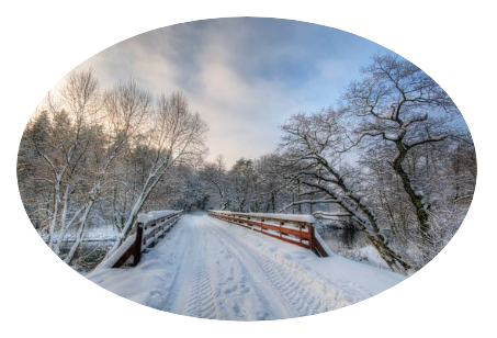 winter timber frame bridge