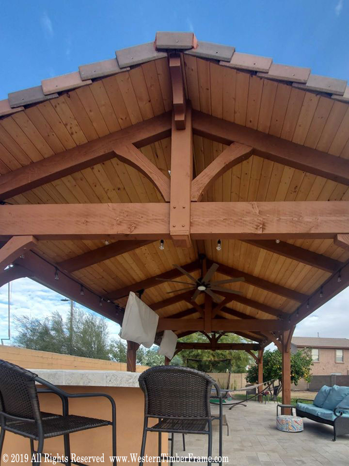 cedar tile roof pavilion woodland