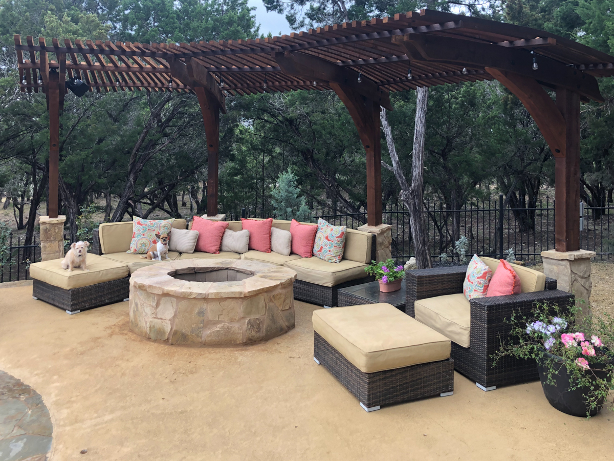 radius roof pergola firepit-55 radius style roof pergola
