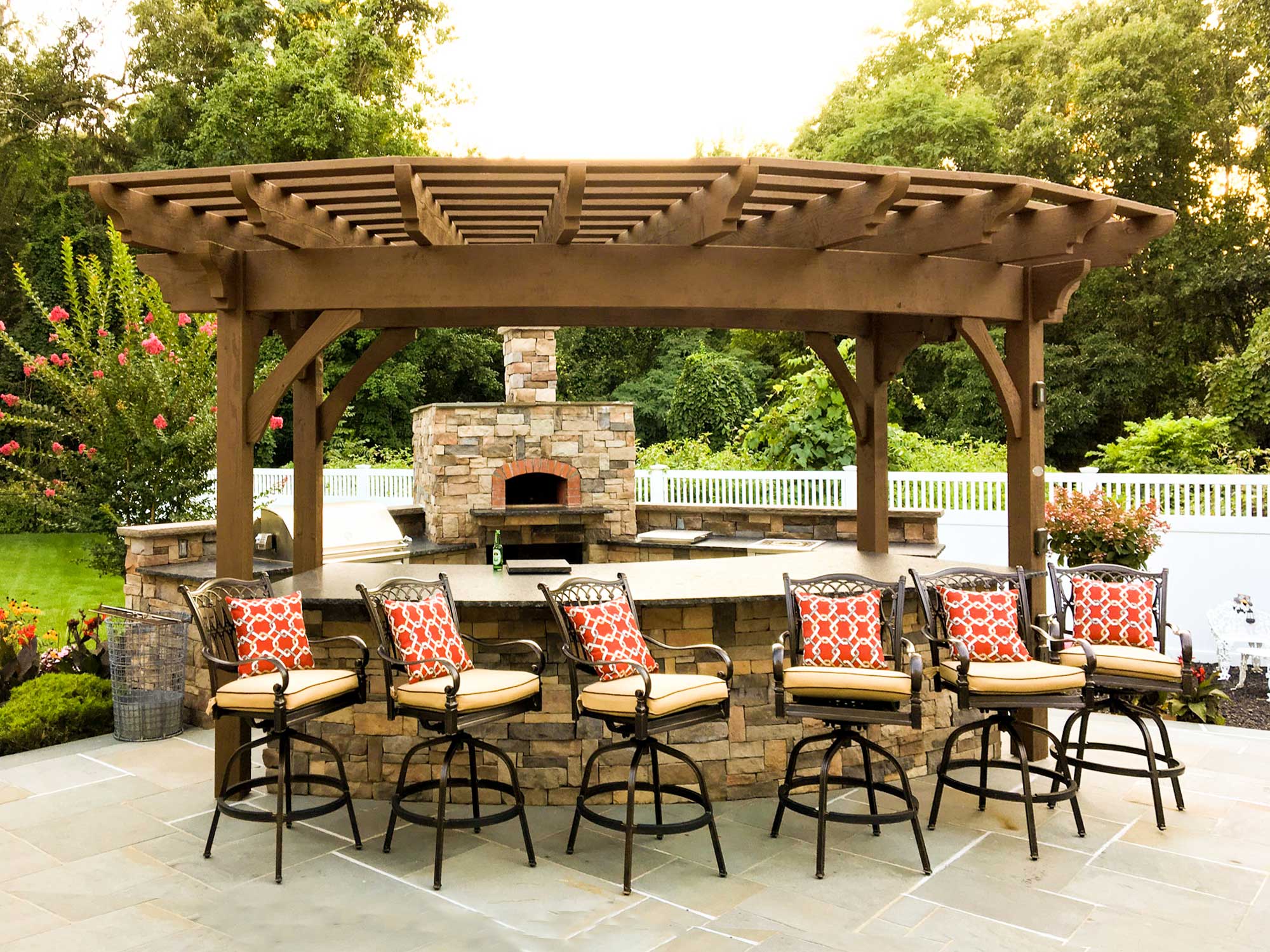 fireplace radius roof pergola arbor