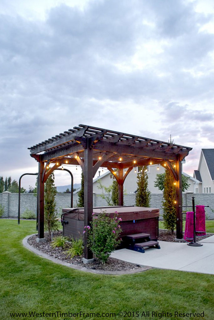 hot tub pergola with lights