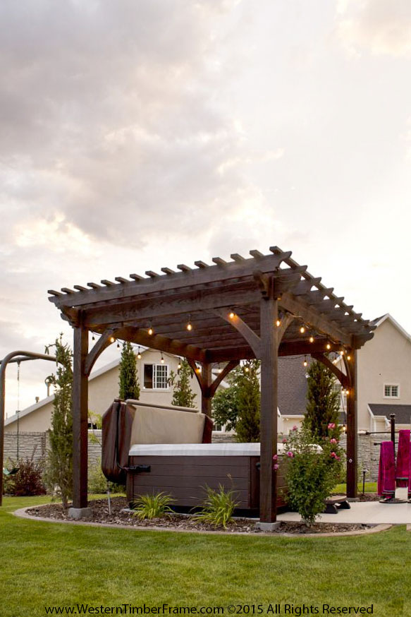 hot tub pergola with lights