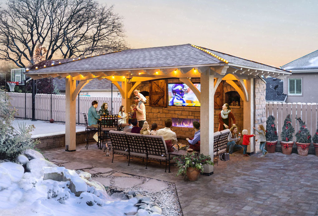 Winter-Harbertson-family-pavilion-tv winter pergola tv kit