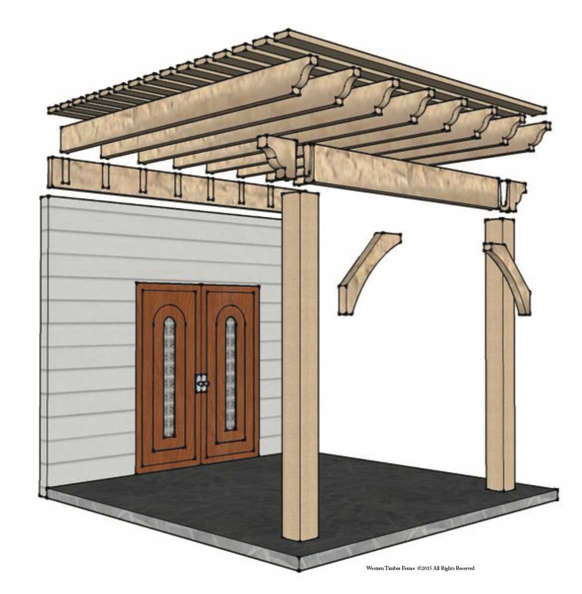 exploded attached pergola plan