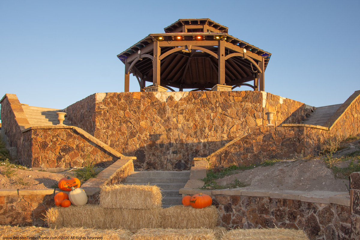 gazebo on top of rock wall