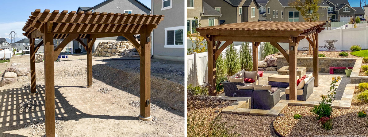 pergola before after paver install