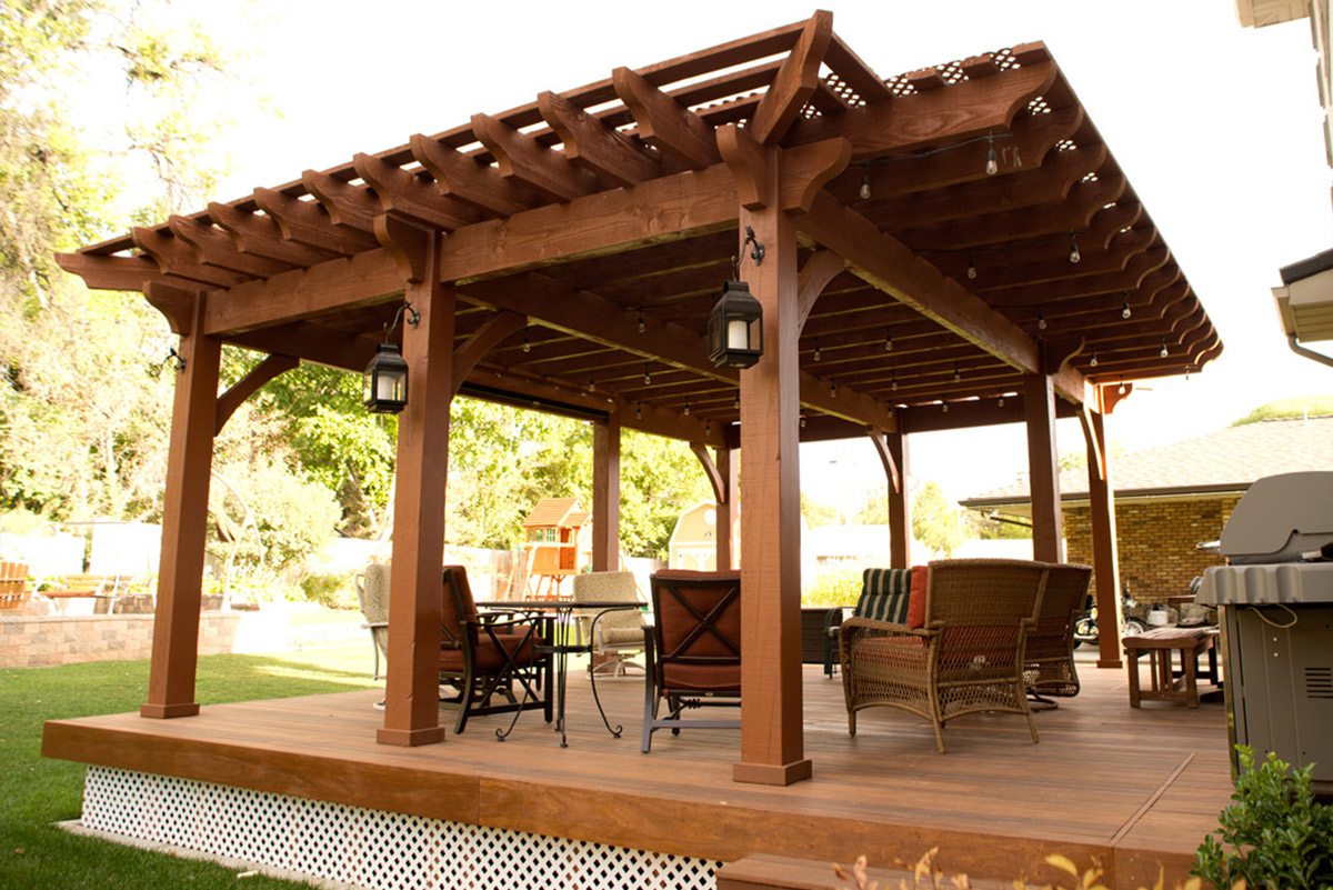 Backyard Deck Pergola: Lattice FullWrap™ Cantilever Roof ...