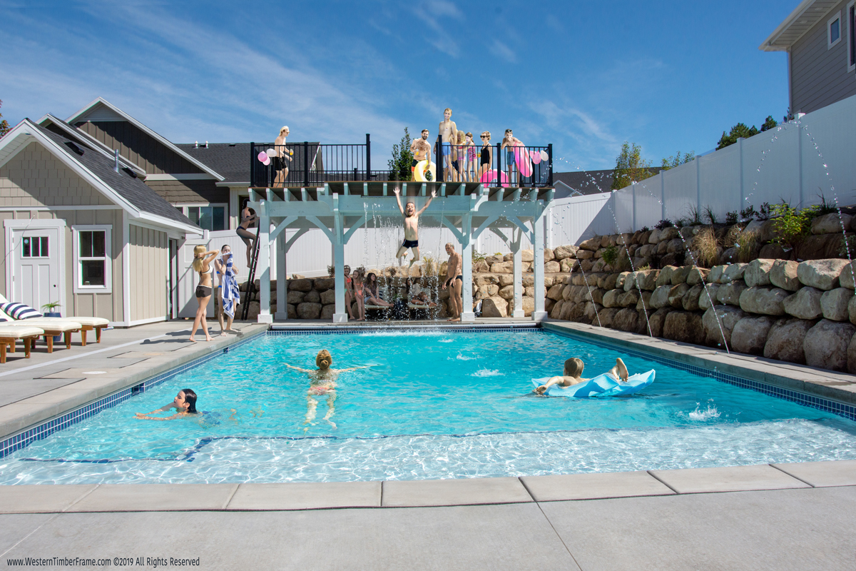 sanders-diving-pavilion-waterfall-pool-party outdoor pool party diving deck pavilion