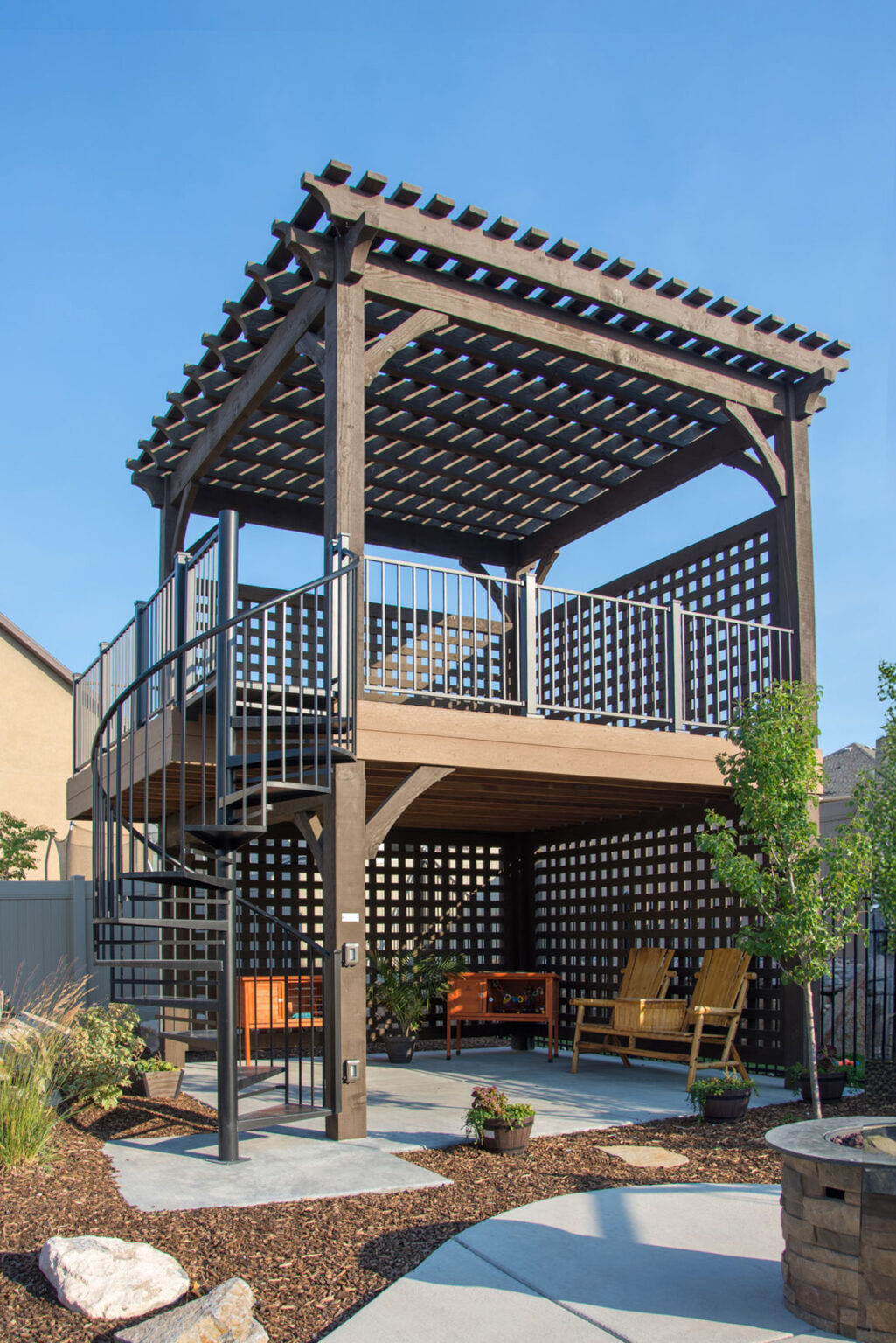 2-Story Timber Pergola Deck: Double the Outdoor Living Space