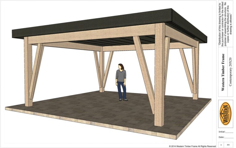 New Contemporary 20×20 DIY Timber Frame Pavilion Plan